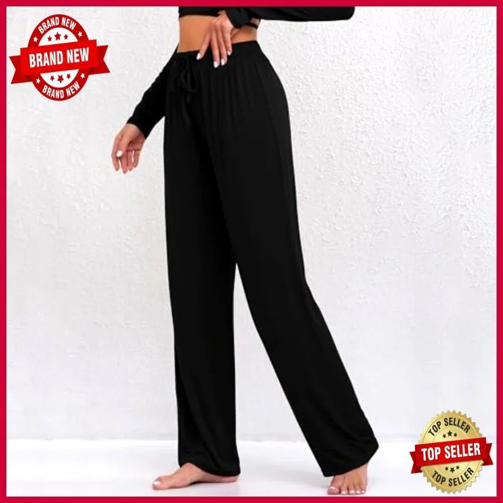 Soft Wide Leg Lounge Pants 4 Pack Drawstring Elastic Waist Comfortable